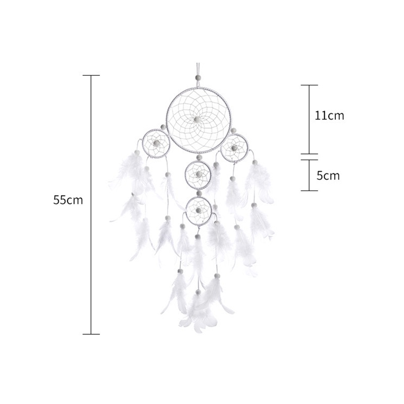 Dreamcatcher Đính Lông Vũ Có Đèn Led Nhiều Màu Kiểu Dáng Thanh Lịch Dùng Trang Trí Tặng Kèm Móc Dán