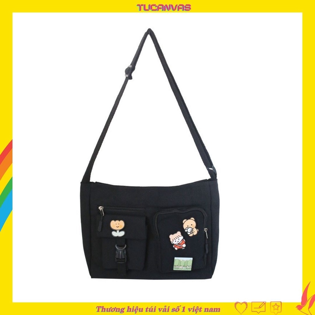 Túi tote túi vải canvas trơn đeo chéo đi học đi chơi giá rẻ phong cách Hàn Quốc thời trang Tucanvas TCV47