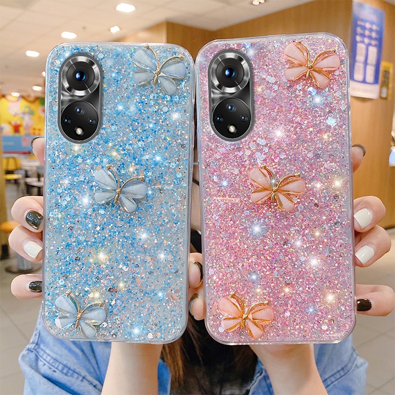 Ốp Điện Thoại Mềm Trang Trí Hình Bướm Và Kim Cương Cho Huawei Honor X7 X9A 50 50SE Nova 8 8SE 7 7SE Mate 40 40Pro