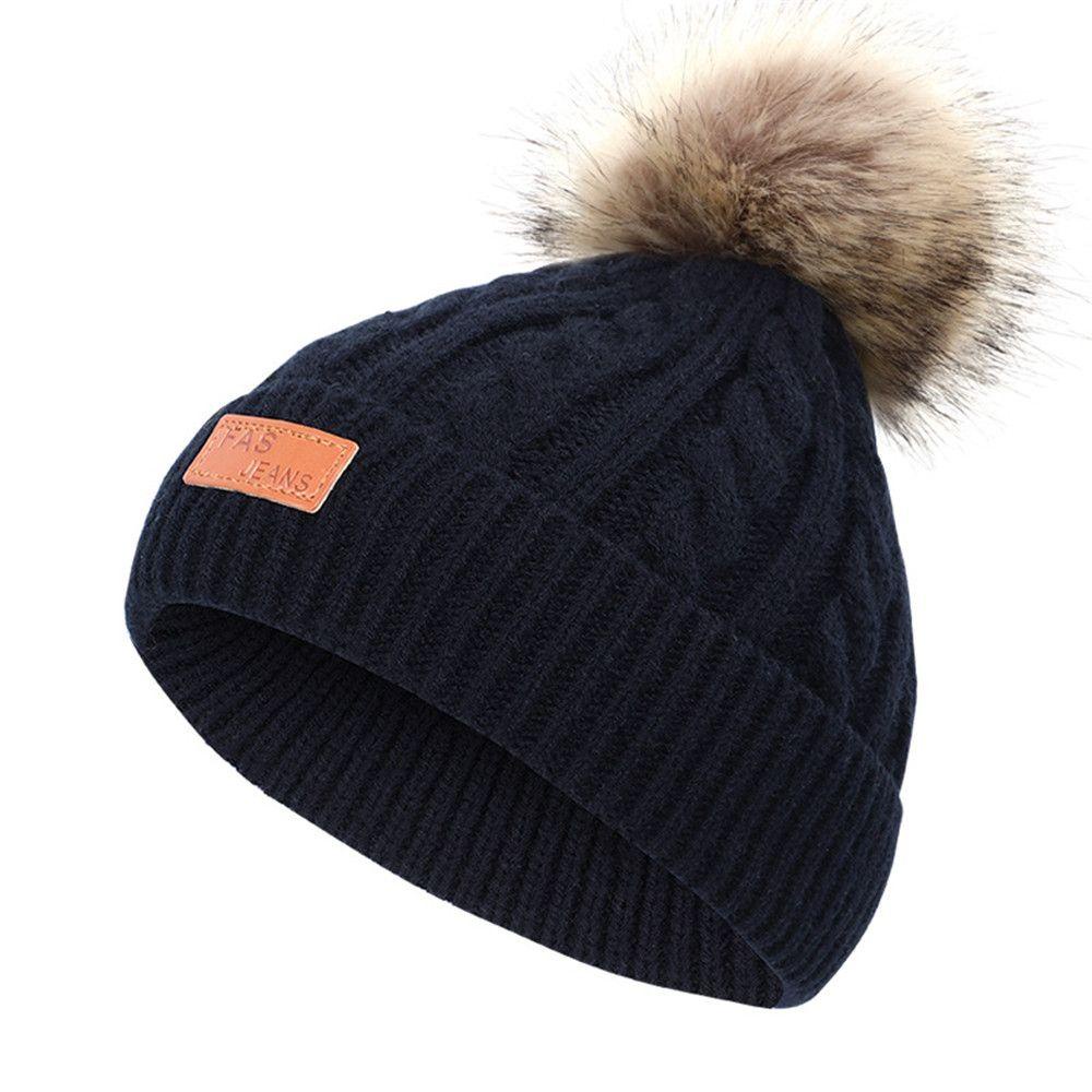 Mũ Len Beanie Đính Quả Bông Cho Bé MIHAN1