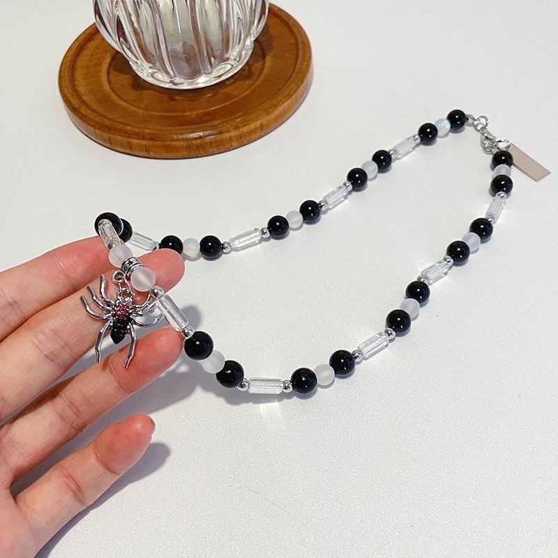 Vòng cổ Chuỗi Xích Mặt Nhện Đính Đá Pha Lê Phong Cách Hip Hop Unisex