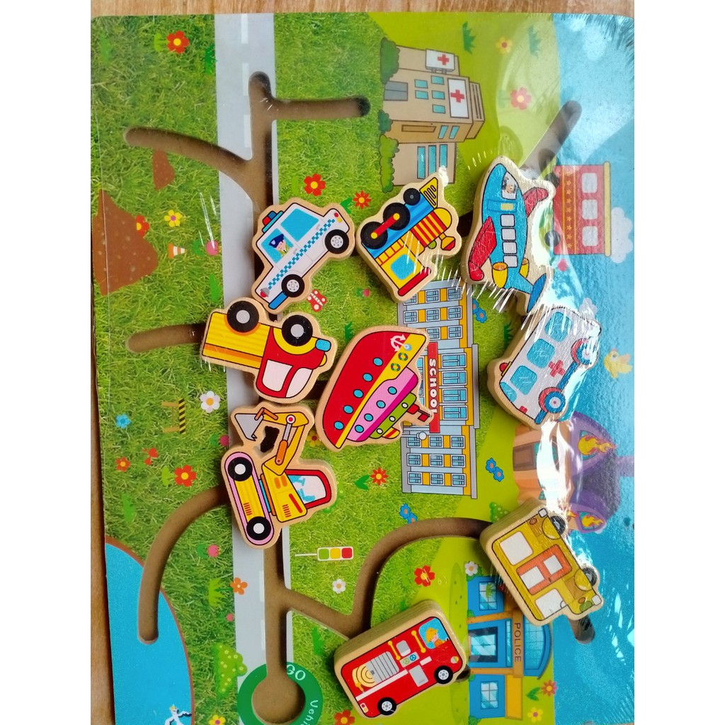 Bảng mê cung ghép tranh phát triển tư duy nhiều chủ đề: động vật, toán học, phương tiện giao thông, sinh vật biển