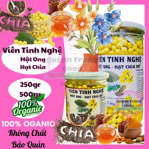 [Mới ra lò] Viên tinh nghệ Mật ong – Hạt Chia Mỹ 🍯 ĐẸP DA, MỜ VẾT THÂM 🍯 (250g, 500g)