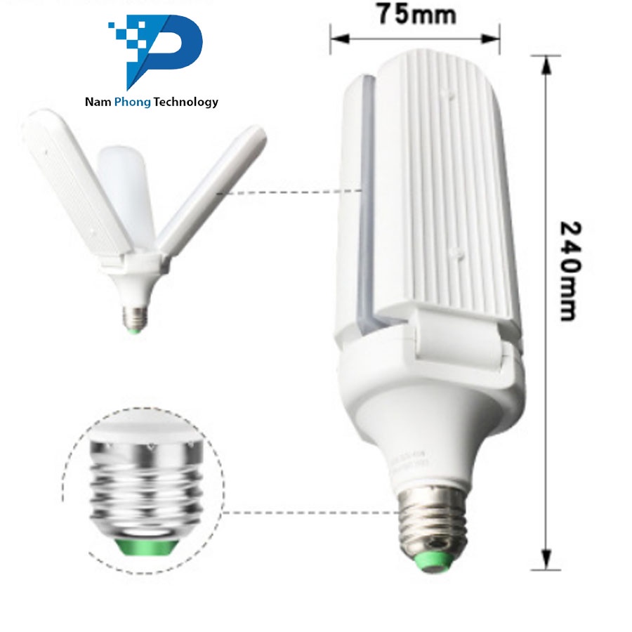 ĐÈN LED QUẠT 3 CÁNH 45W SIÊU TIẾT KIỆM ĐIỆN - THIẾT BỊ CHIẾU SÁNG THÔNG MINH CÓ THỂ ĐIỀU CHỈNH GÓC ĐỘ CÁNH QUẠT