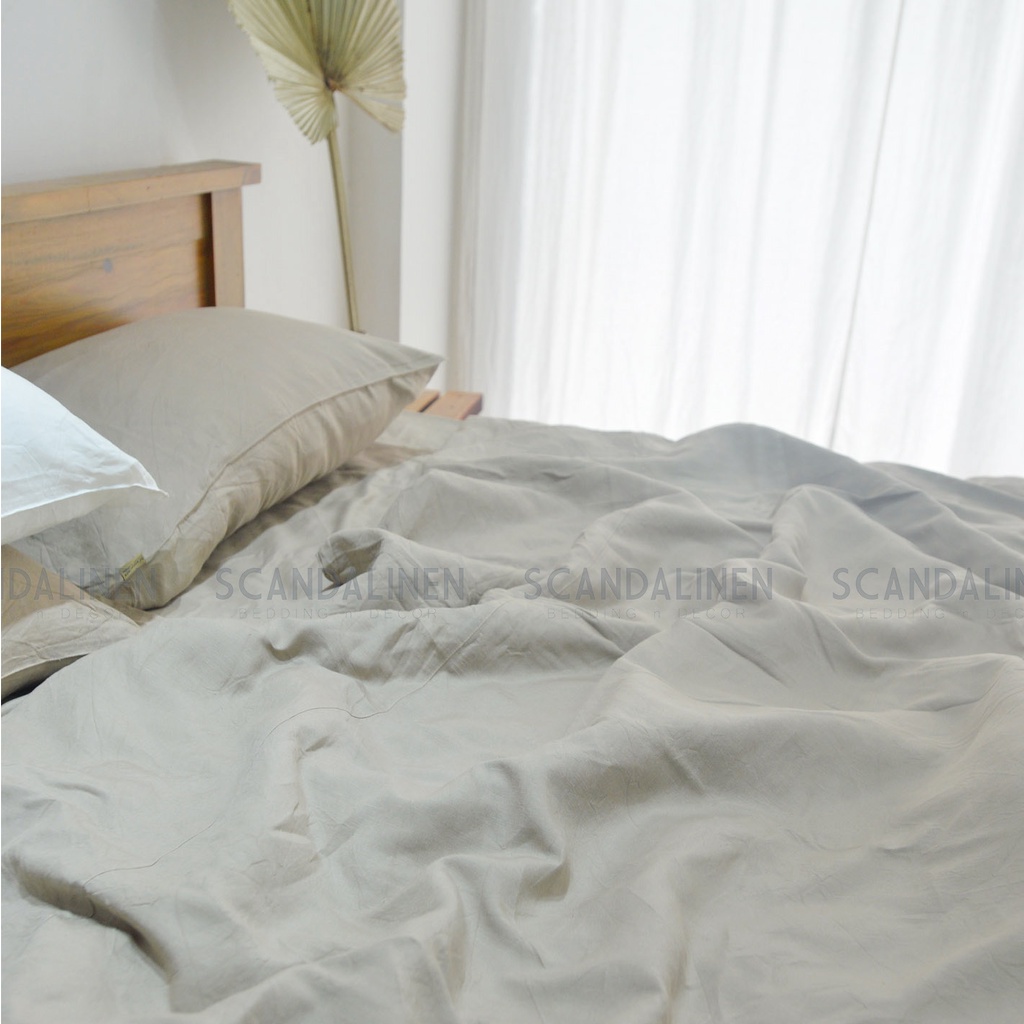 Bộ Chăn Ga Gối Linen Bamboo – Nâu Xám 25