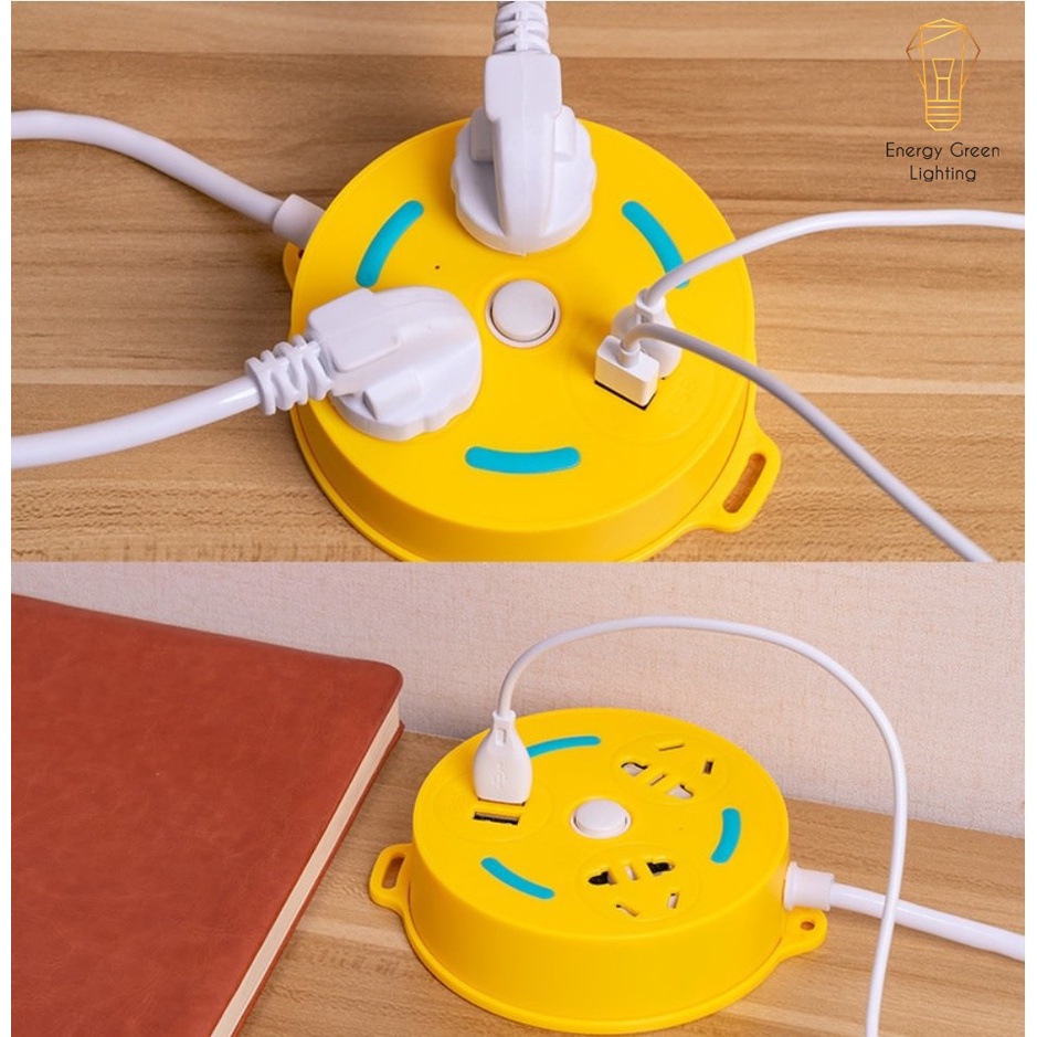 Ổ Cắm Điện Energy Green Lighting Thông Minh Chuyển Đổi Đa Chức Năng OD-343 Dây Dài 1m8 - Chuẩn Sạc An Toàn