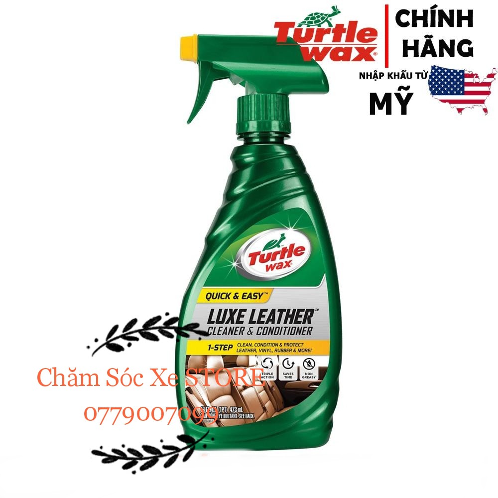 NHẬP KHẨU MỸ - Dung dịch làm sạch & bảo dưỡng nội thất xe hơi Turtle Wax Luxe Leather cleaner & Conditioner 473ml