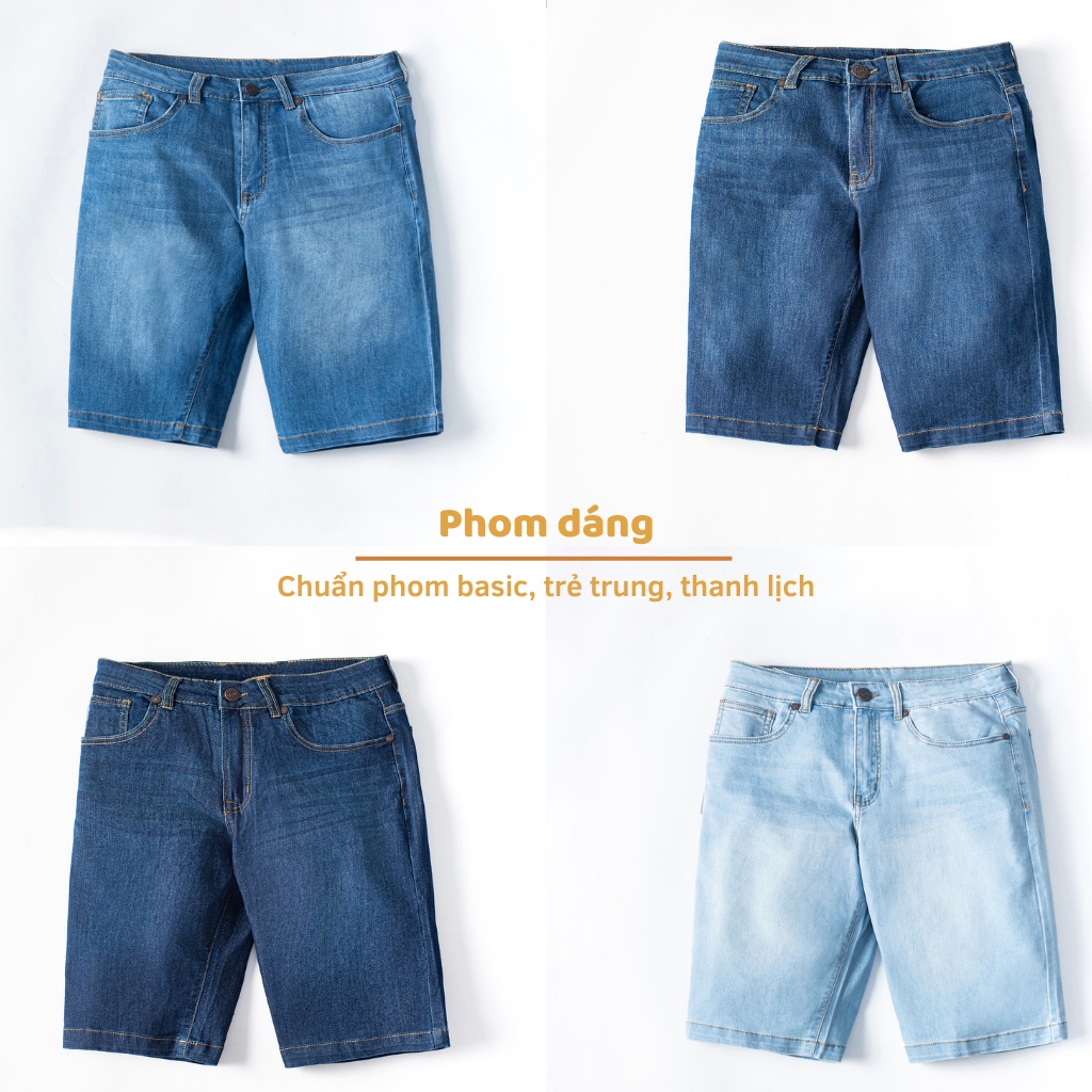 Quần Short Jean Nam H90 Chất Bò Giấy Mỏng Nhẹ Cotton Cực Kì Co Giãn, Không Bai Không Xù, Bền Màu, Trẻ Trung MSTJ004