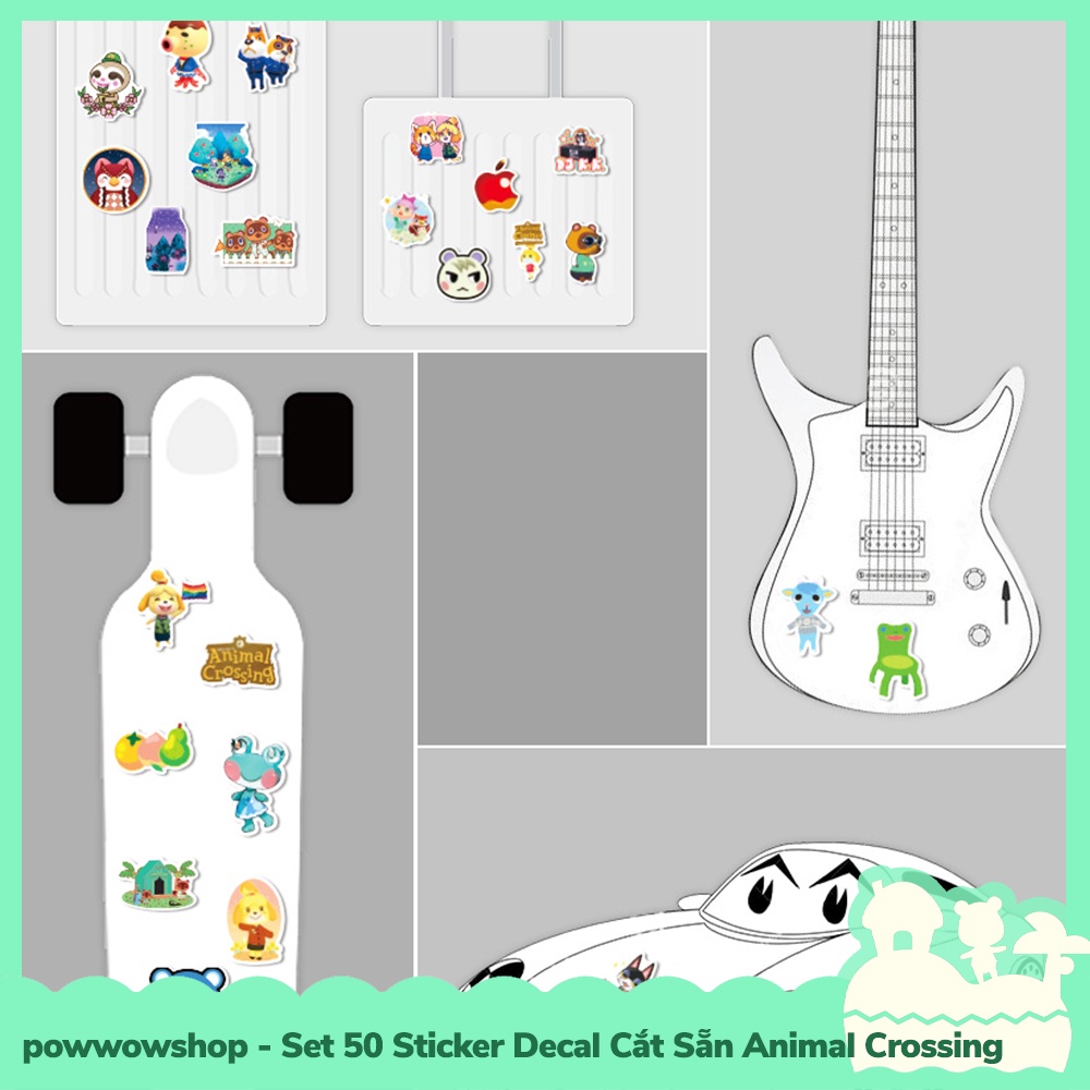 [Sẵn VN - Hỏa Tốc] Set 50 Sticker Mini Decal Dán Trang Trí Vật Dụng Mẫu Game Animal Crossing New Horizons Smile Miles