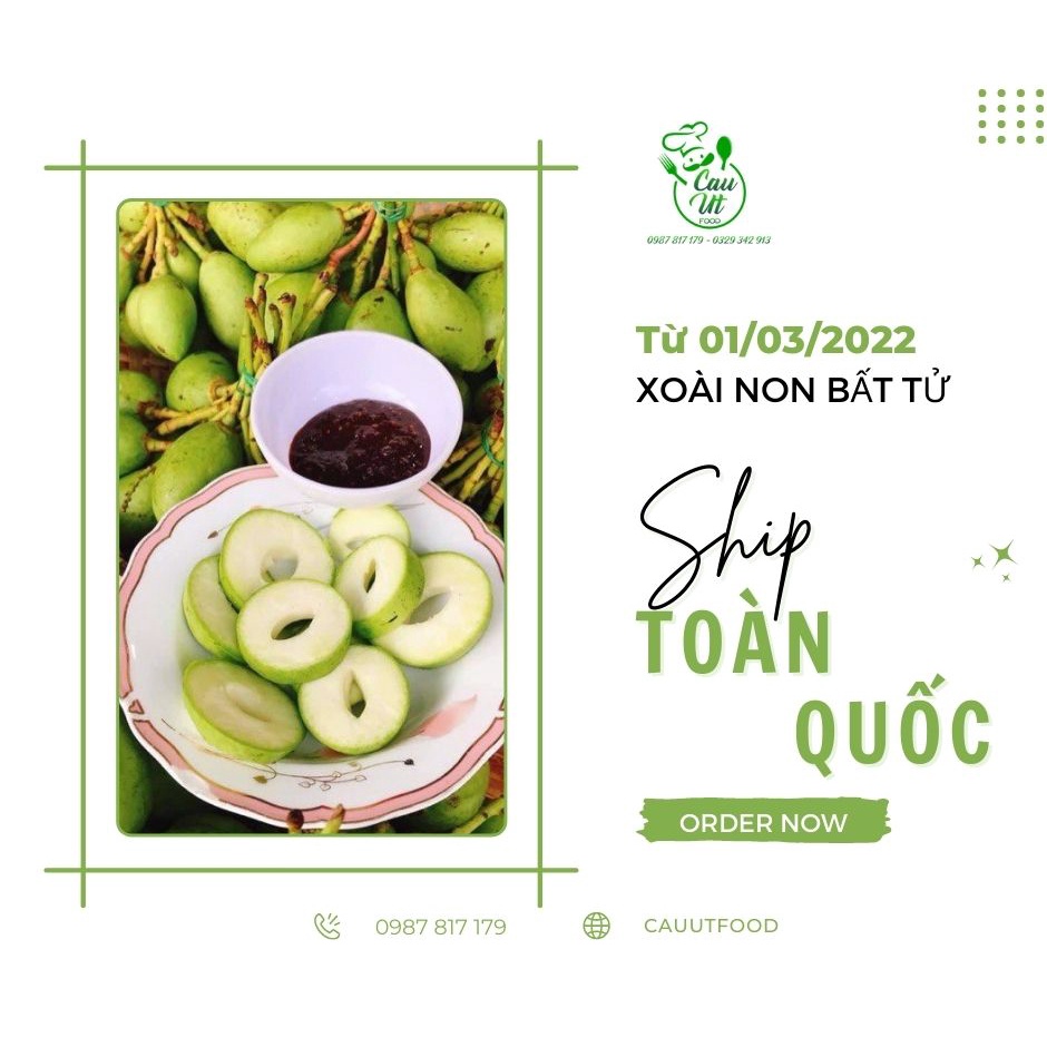 Xoài Non Gọt Sẵn Tặng kèm Mắm ruốc xào hoặc Muối Sấy