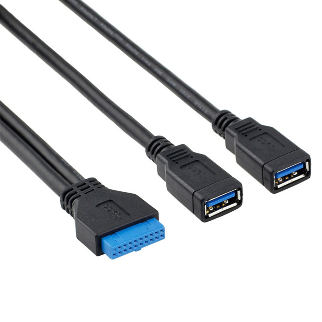 Dây cáp nối bo mạch chủ từ lỗ cắm 2 cổng usb 3.0 loại a sang 20 pin