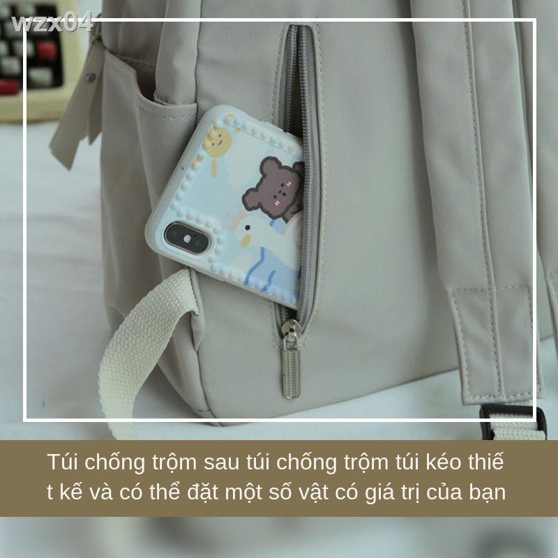 cặp đi học nữ màu trắng ba lô sinh trung phổ thông Hàn Quốc khu rừng đơn giản phong cách đại Nhật Bản