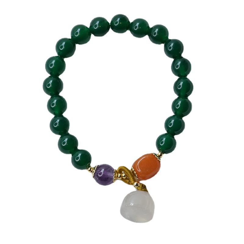 Vòng Tay Chuỗi Hạt Đá Mã Não Màu Vàng Mặt Dây Hình Bí Ngô Phong Cách Mới