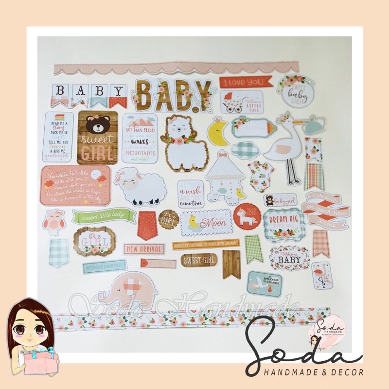 Sticker trang trí chủ đề bé gái - Sweet Baby Girl