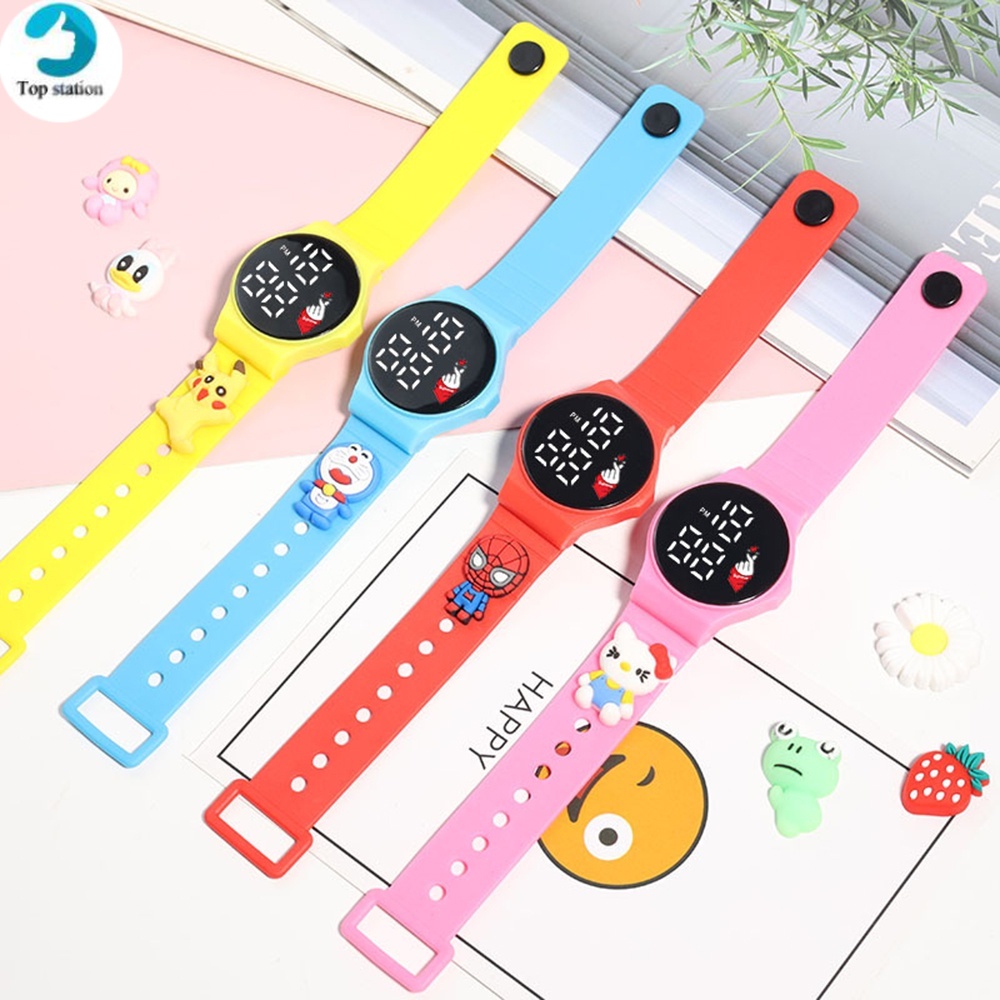 Đồng Hồ LED Điện Tử Chống Nước Hình Hoạt Hình Doraemon Stellalou Stella Dành Cho Bé Trai Bé Gái