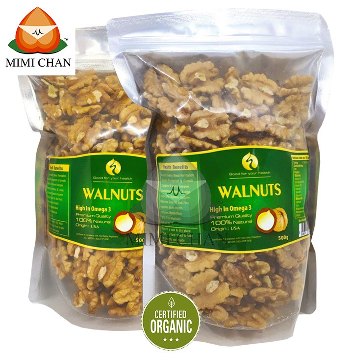 Nhân Quả Óc Chó Đã Tách Vỏ Mỹ Túi 500gr, Hạt Walnuts Tốt Cho Nam Giới, Thai Phụ