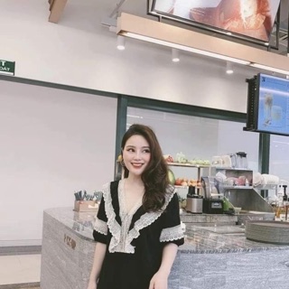 Đầm suông phối ren trắng
