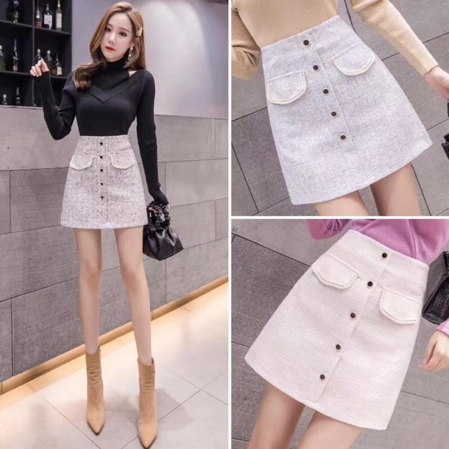 Chân váy dạ QC đính khuy cực sang | BigBuy360 - bigbuy360.vn
