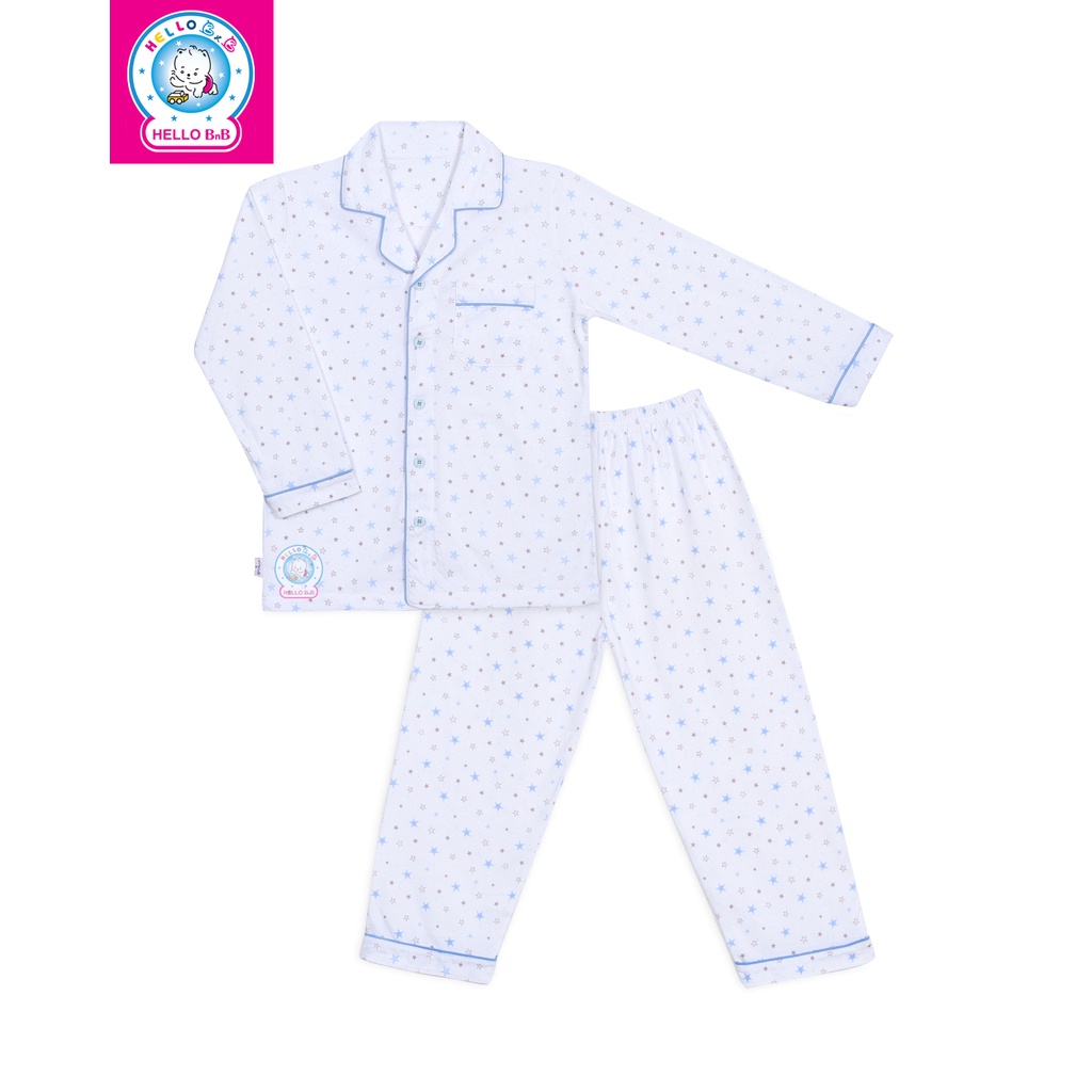 Bộ Pyjamas dài bé trai bông ngẫu nhiên BA0187 HELLO B&amp;B - HELLO BB