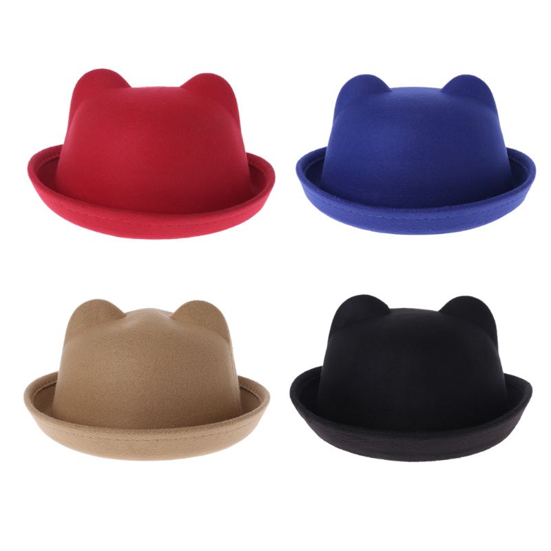 Mũ Fedora Len Tai Mèo Thời Trang Cho Mẹ Và Bé