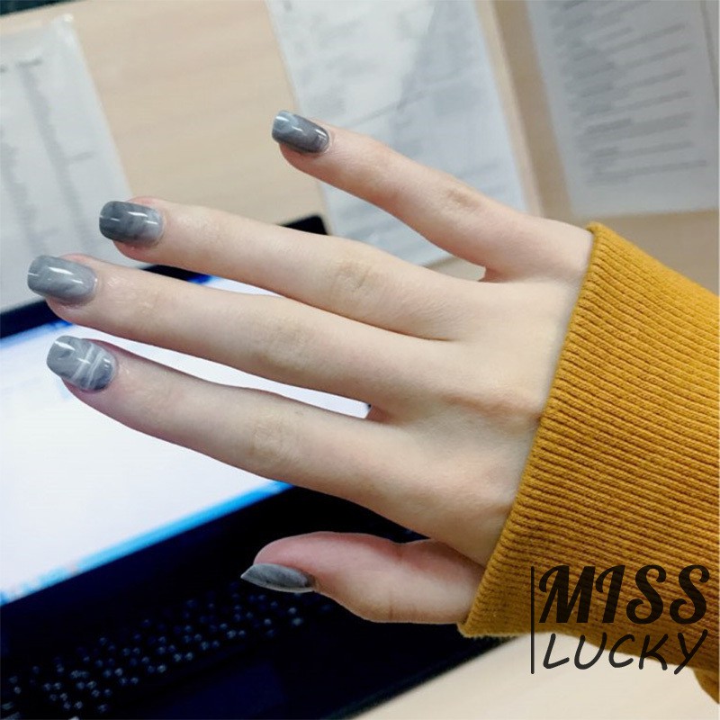 Set 24 móng tay giả đính cẩm thạch làm đẹp cho nữ