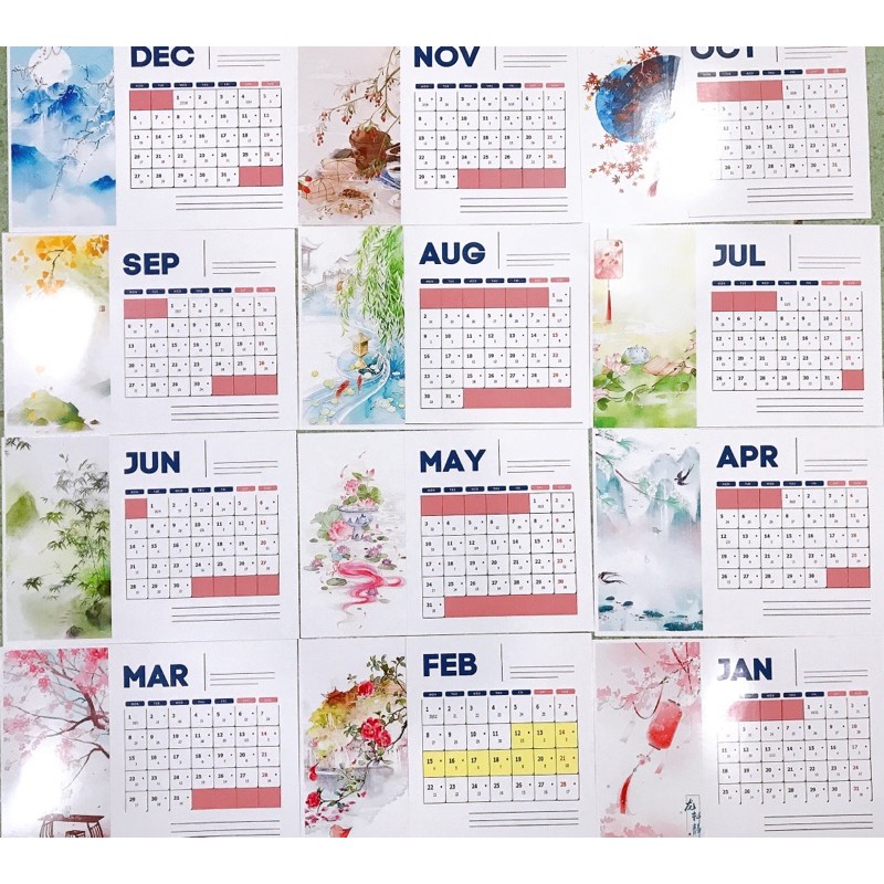 Lịch để bàn 2022 cổ trang ,LĐB24 ,lịch in hình dễ thương,có lịch âm
