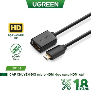 Dây cáp chuyển đổi micro HDMI đực sang HDMI cái dài 20cm UGREEN 20134 - Hàng Chính Hãng