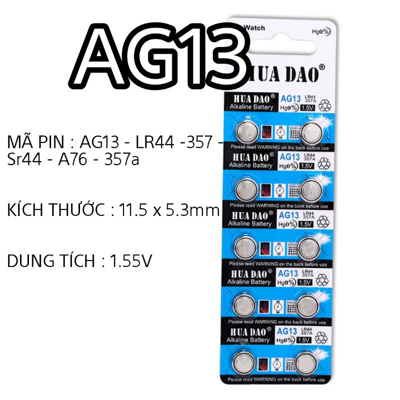 Vỉ 10 Viên | Pin đồng hồ AG4 LR626 , AG1 - AG3 - AG10 - AG13 Pin đồng hồ đeo tay phổ thông loại nhỏ cúc áo