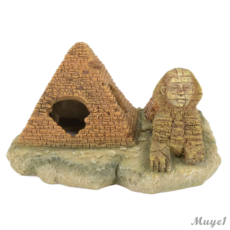 Artificial Aquarium Fish Tank House Pyramid Sphinx Model Decor Resin Craft