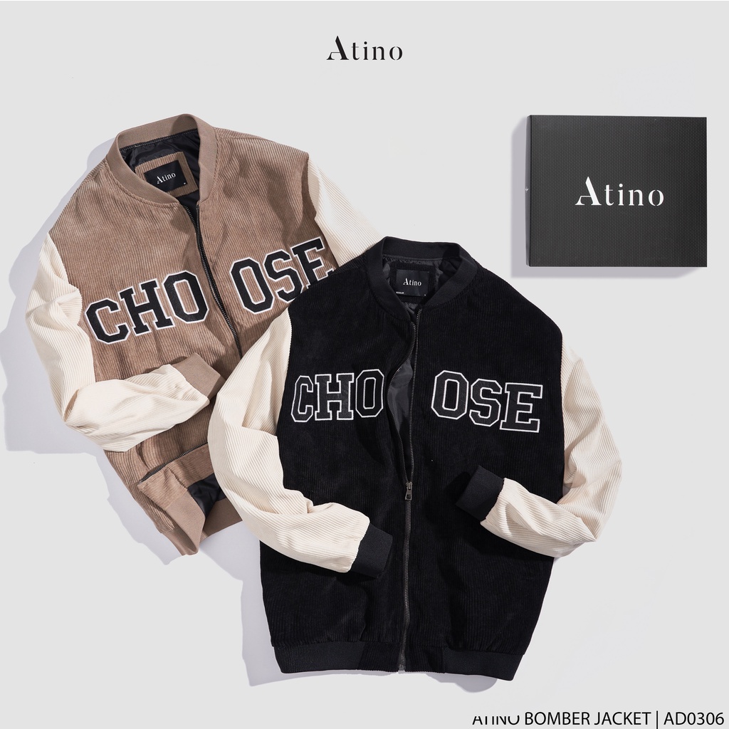 Áo Khoác Bomber Nam BOMNU ATINO Vải Nhung Tăm 2 Lớp Cao Cấp Phong Cách Trẻ Trung Năng Động Form Regular AD2.8031