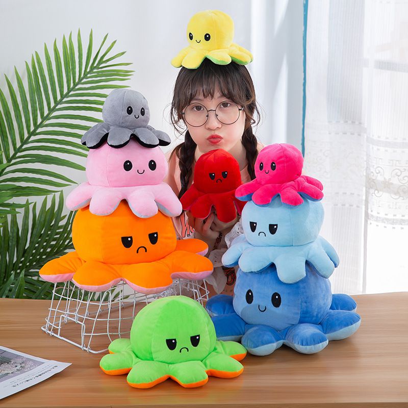Đồ chơi nhồi bông Hình Bạch Tuộc Hai Mặt Lật 20 / 30 / 40cm