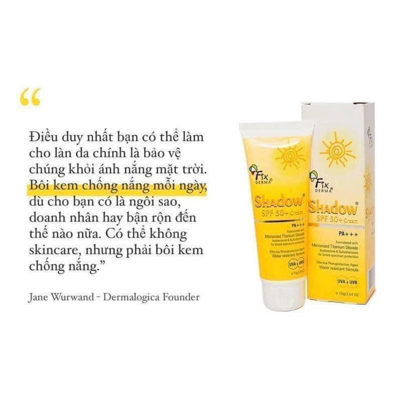 Kem Chống Nắng Phổ Rộng Fixderma Shadow Mỏng Nhẹ Không Gây Bí Da SPF50 Cream SPF 30 Gel Nhập Khẩu Chính Hãng