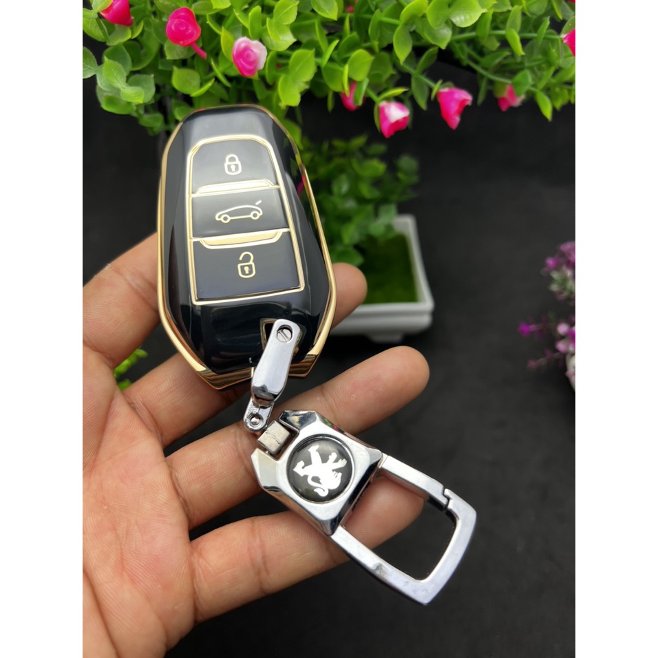 Bọc chìa khóa Peugeot 3008 – 5008 đen vàng sang trọng quý phái.