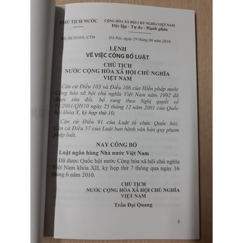 Sách Luật - Luật Ngân Hàng Nhà Nước Việt Nam