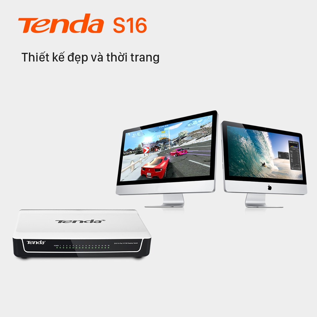 Bộ Chia Mạng Switch Để Bàn Tenda S16 16 Cổng 10/100Mbps - Hàng Chính Hãng