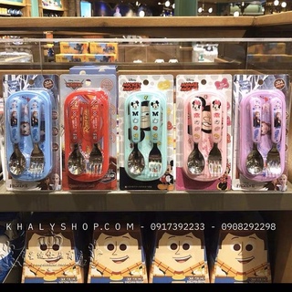 Set 3 món muỗng, nĩa, inox kèm hộp đựng hình Car95 , Frozen , chuột Mickey siêu cute cho các bé - (Disney)
