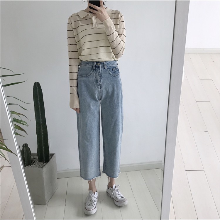 Quần jean bò baggy nữ jean cạp cao phong cách Hàn Quốc Ulzzang Emilyshop