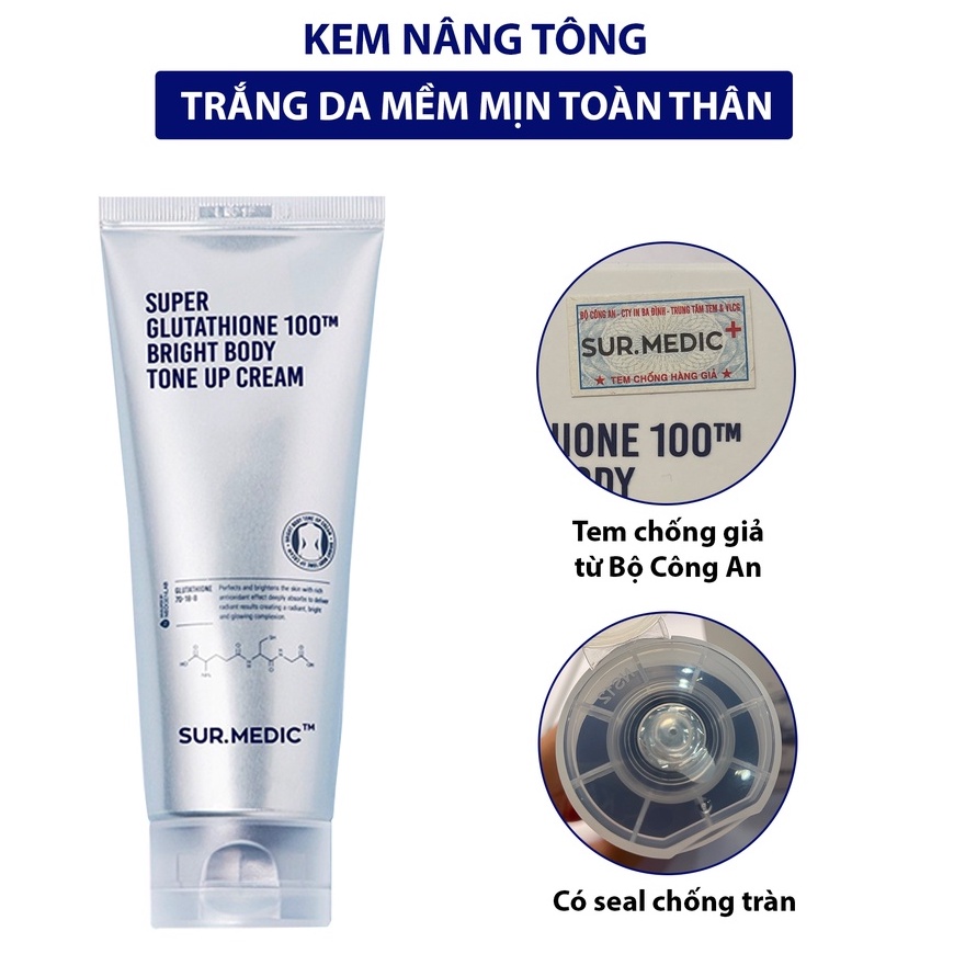 Kem Cấp Ẩm Dưỡng Trắng Da Sur Medic Super Glutathione 100 Bright Tone Up Cream