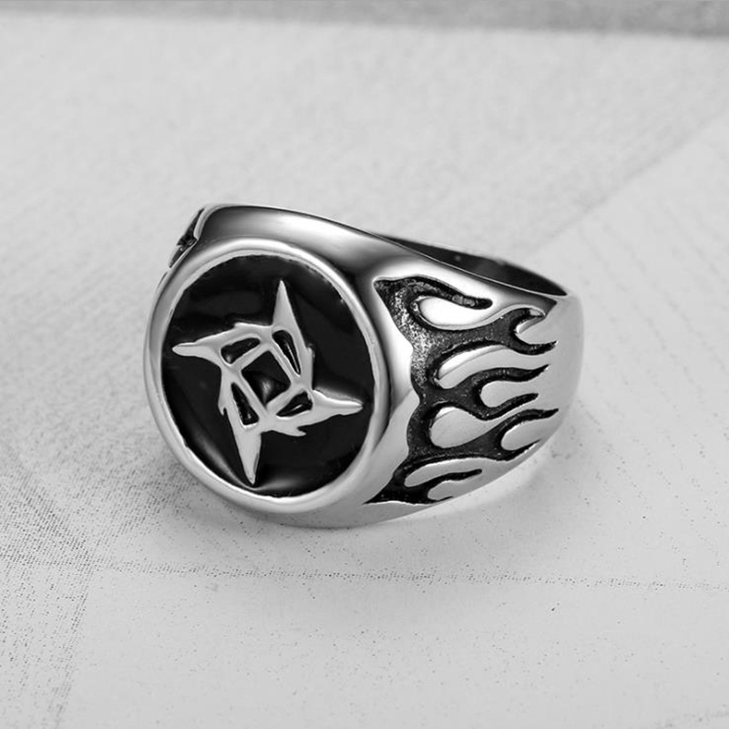 Nhẫn Nam Thiết Kế Hình Bánh Xe Lửa Phong Cách Retro Độc Đáo