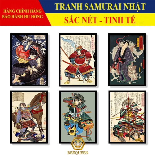 Mẫu Tranh Samurai Trang Trí Nhà Hàng, Tiệm Xăm Tattoo Phong Cách Nhật Bản Cổ Xưa
