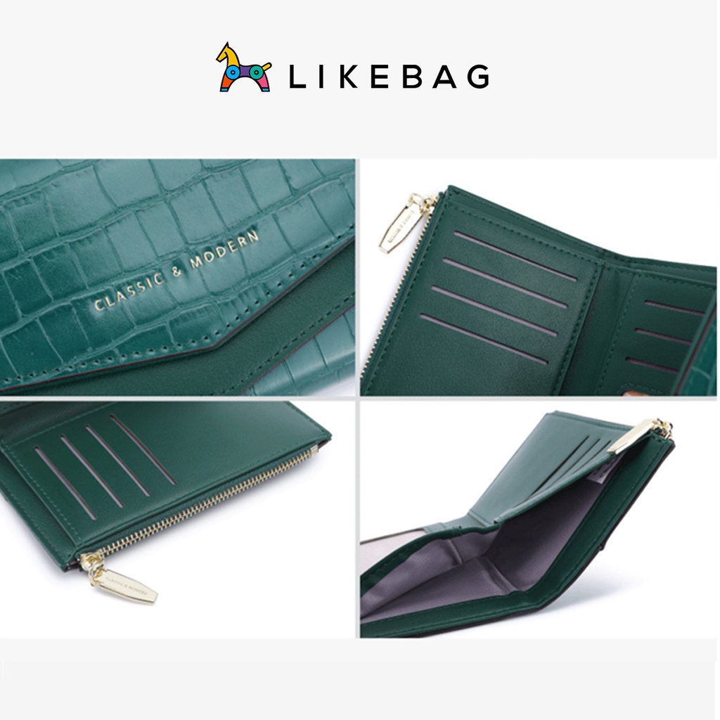 Ví nữ gập dáng dài cầm tay LIKEBAG da cá sấu chính hãng T6210-001 - LIBAGI
