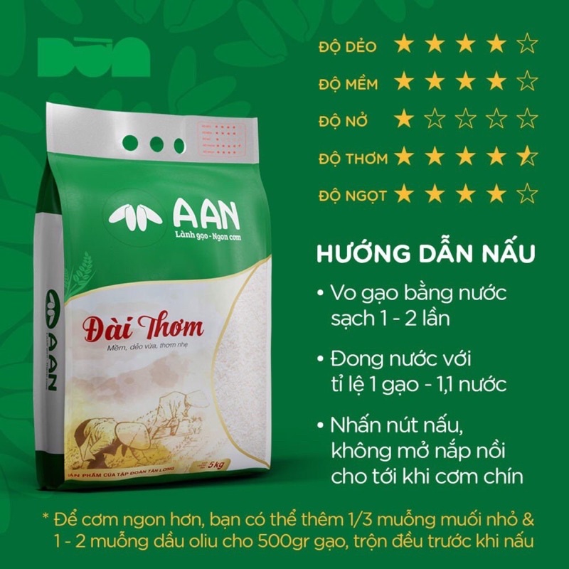 Date Mới] Gạo Đài Thơm 8 A AN Dẻo, Ngon, Mùi Thơm Nhẹ Túi 5kg