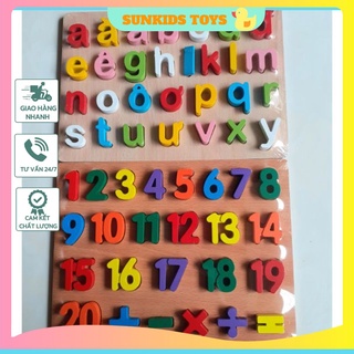 Combo bảng gỗ nổi chữ cái tiếng việt và bảng 20 số