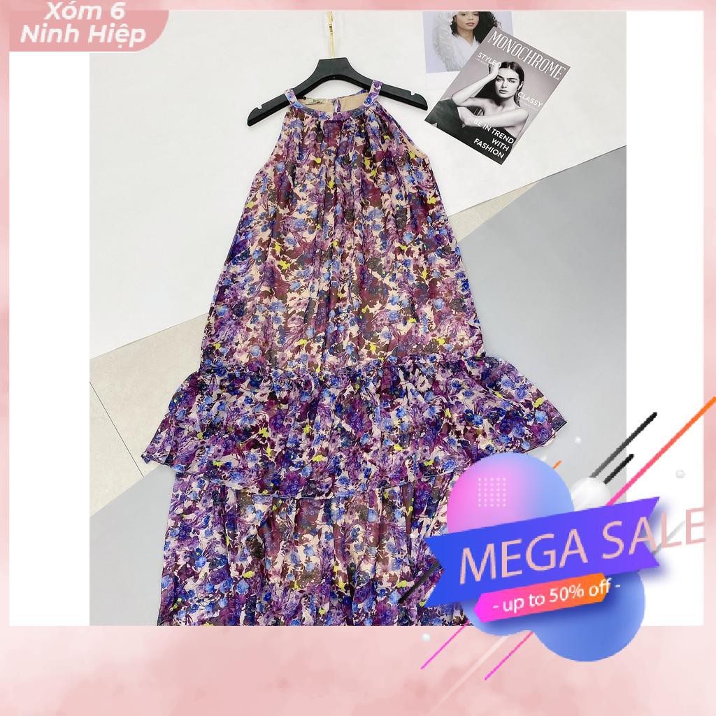 Váy Hoa Maxi Cổ Yếm Họa Tiết Hoa Đầm Chân Bèo | BigBuy360 - bigbuy360.vn