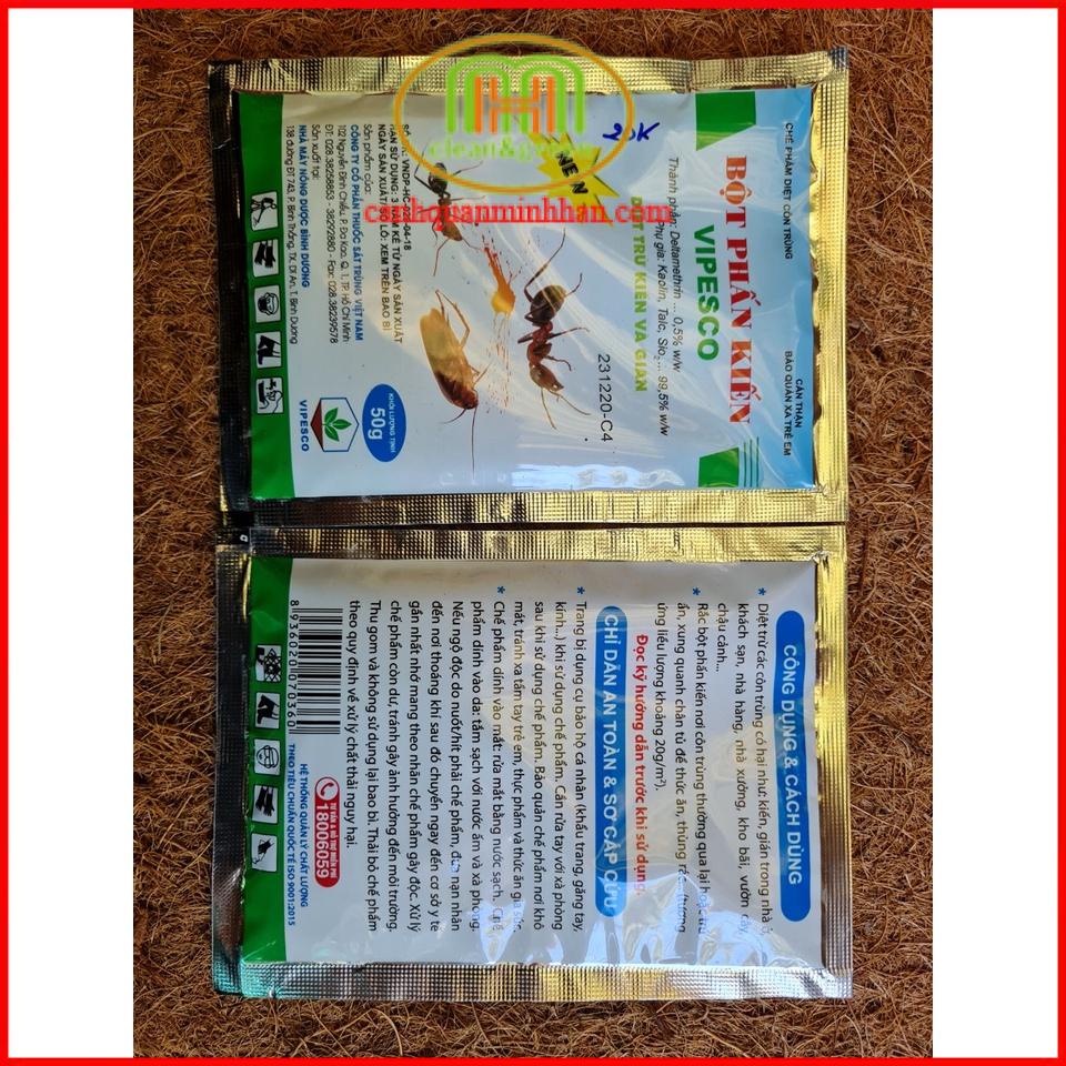 Chế phẩm diệt kiến gián sinh học, bột phấn kiến Vipesco 50gr