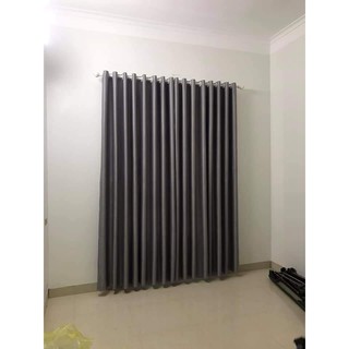 Bộ rèm cửa chính ngang 4m cao 2m5 - Tông màu xám hoặc trắng - Kiểu may khoen ore - Chia 2 tấm kéo qua 2 bên & 2 dây vén