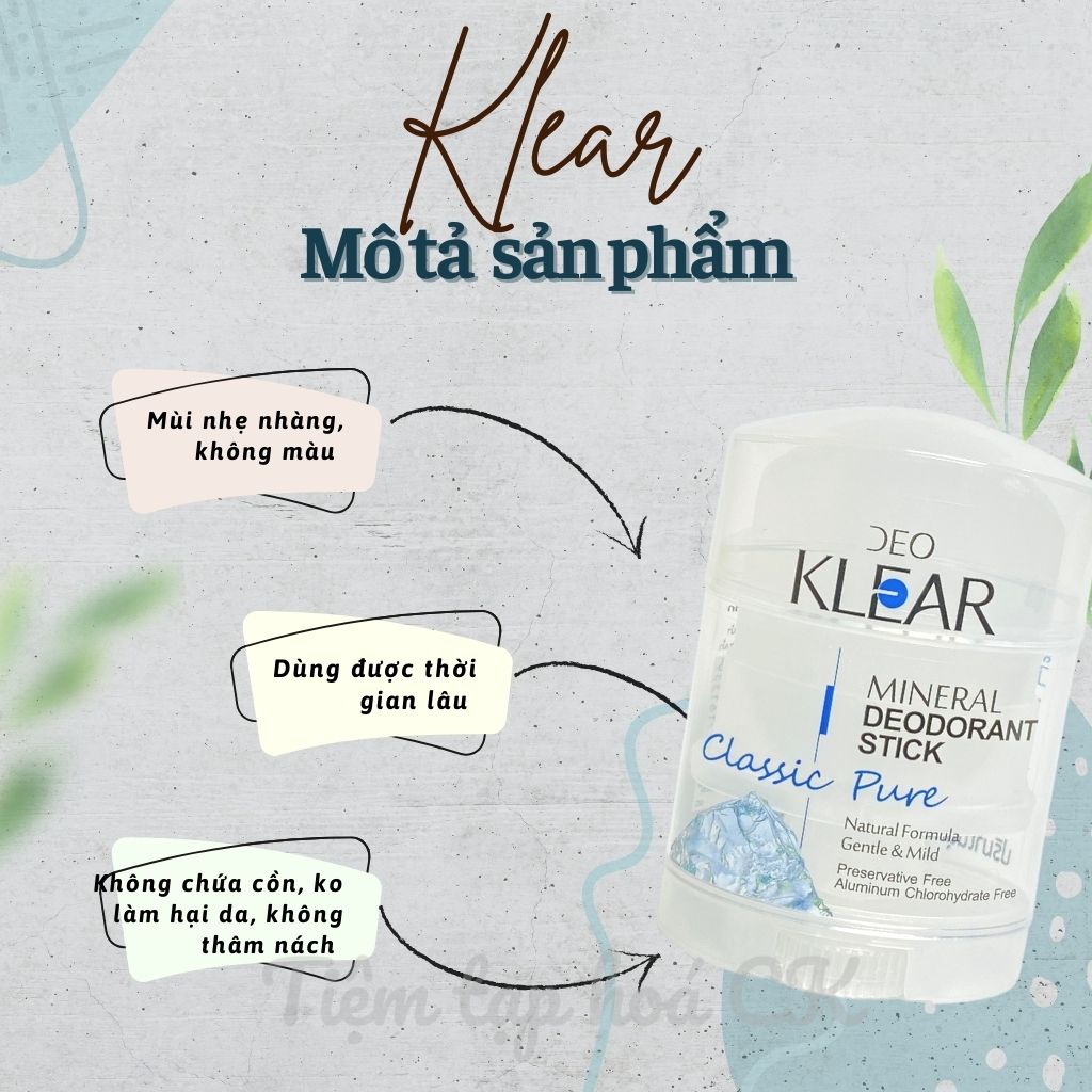 Lăn Khử Mùi, lăn nách đá khoáng KLEAR Thái lan 70gr