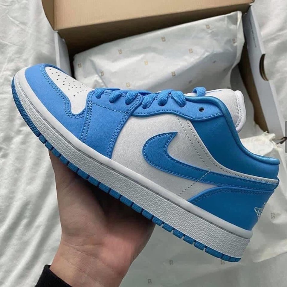 Giày Thể Thao Nam Nữ Giá Rẻ, Giày Sneaker Nike Air Jordan 1 Unc Blue Low, JD1 Xanh Dương Cổ Thấp Da Cao Cấp Thoáng Khí | BigBuy360 - bigbuy360.vn