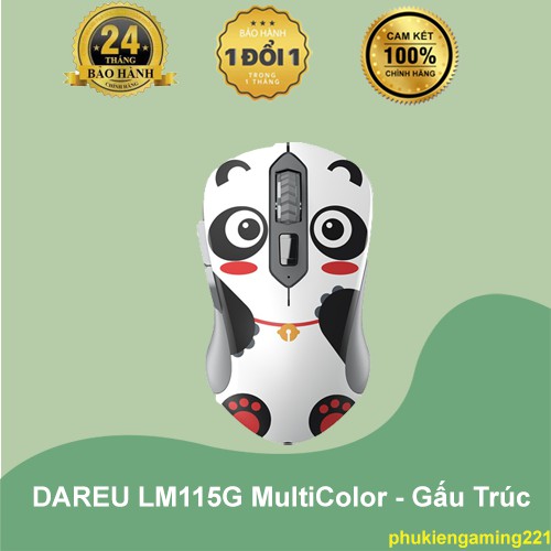 Chuột không dây DAREU LM115G MultiColor - Gấu Trúc - Hàng Chính Hãng