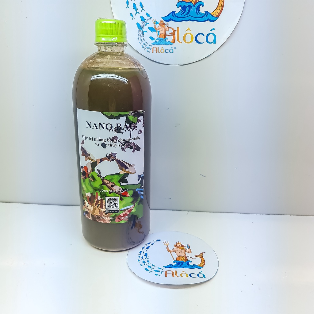 NANO BẠC phòng và t'rị h'oại t'ử cơ, trắng đuôi, đốm đuôi, nấm mang, t'hối vây cho cá cảnh chai 1000ml